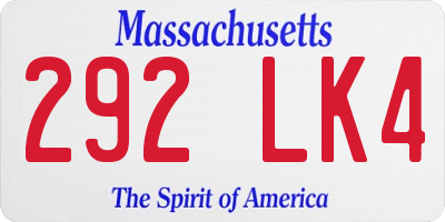 MA license plate 292LK4