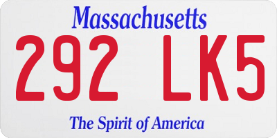 MA license plate 292LK5