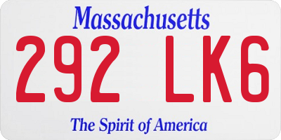 MA license plate 292LK6