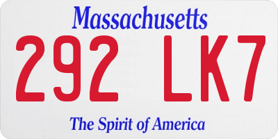 MA license plate 292LK7