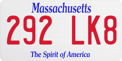 MA license plate 292LK8