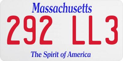 MA license plate 292LL3