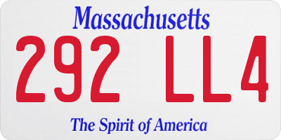 MA license plate 292LL4