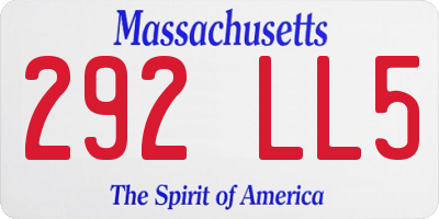 MA license plate 292LL5