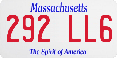 MA license plate 292LL6