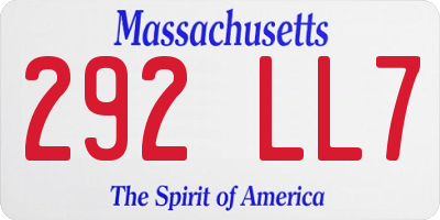 MA license plate 292LL7