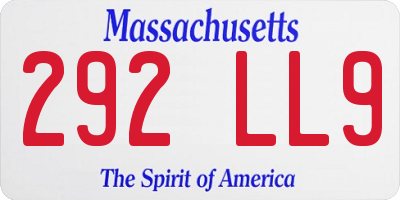 MA license plate 292LL9