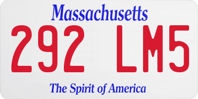 MA license plate 292LM5