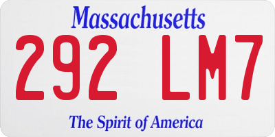 MA license plate 292LM7