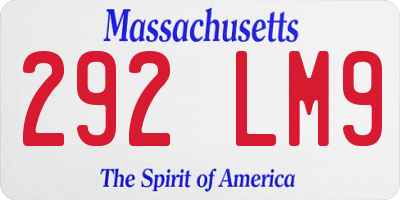 MA license plate 292LM9