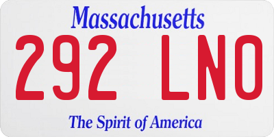 MA license plate 292LN0
