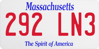 MA license plate 292LN3