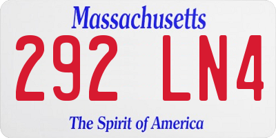 MA license plate 292LN4
