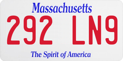 MA license plate 292LN9