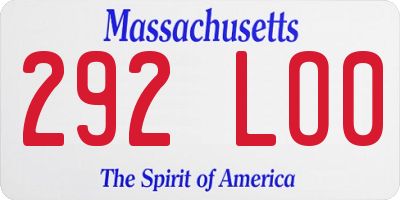 MA license plate 292LO0