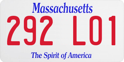 MA license plate 292LO1