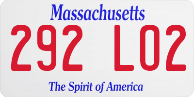 MA license plate 292LO2