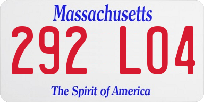 MA license plate 292LO4