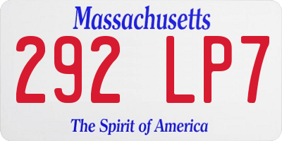 MA license plate 292LP7