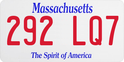 MA license plate 292LQ7