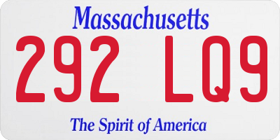 MA license plate 292LQ9