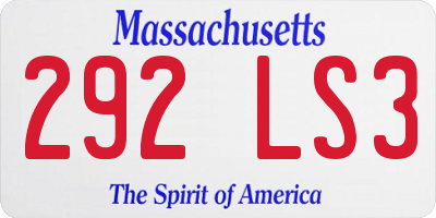 MA license plate 292LS3