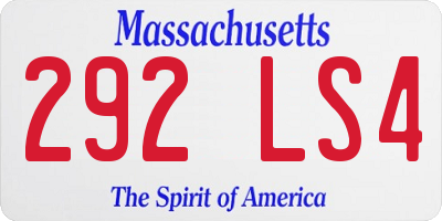 MA license plate 292LS4