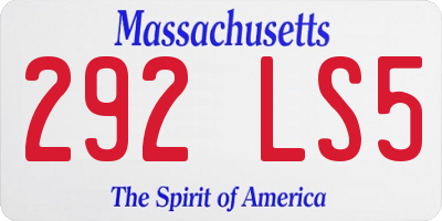 MA license plate 292LS5