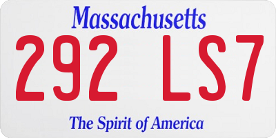 MA license plate 292LS7