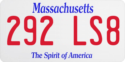 MA license plate 292LS8