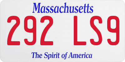 MA license plate 292LS9