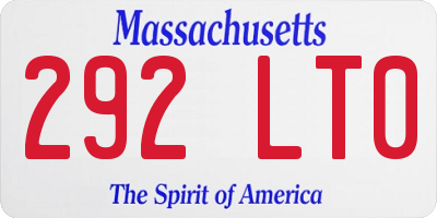 MA license plate 292LT0
