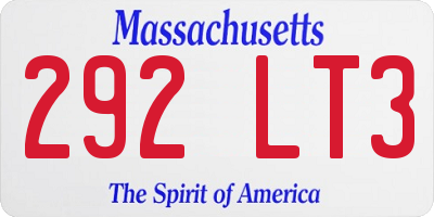 MA license plate 292LT3