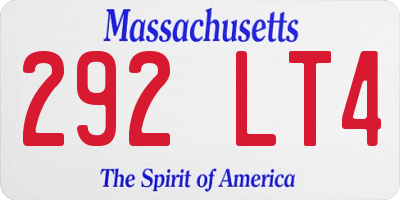 MA license plate 292LT4