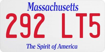 MA license plate 292LT5