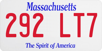 MA license plate 292LT7