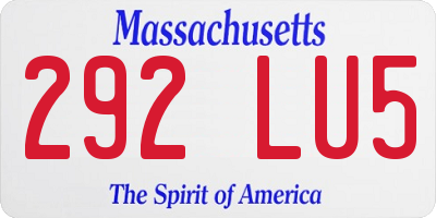 MA license plate 292LU5