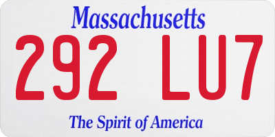 MA license plate 292LU7
