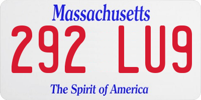 MA license plate 292LU9