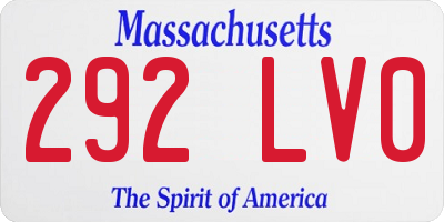 MA license plate 292LV0