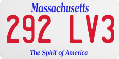 MA license plate 292LV3