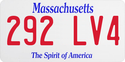 MA license plate 292LV4