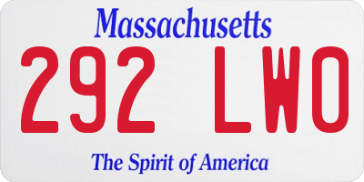 MA license plate 292LW0