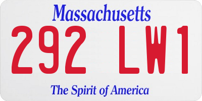 MA license plate 292LW1
