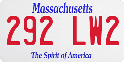 MA license plate 292LW2