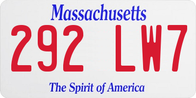 MA license plate 292LW7