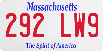 MA license plate 292LW9