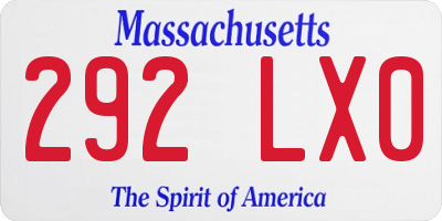 MA license plate 292LX0