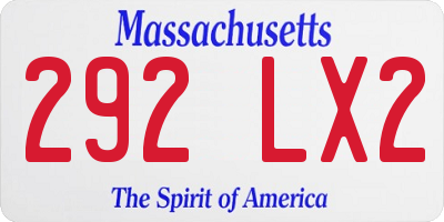 MA license plate 292LX2