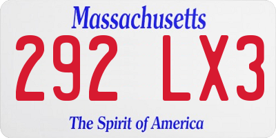 MA license plate 292LX3